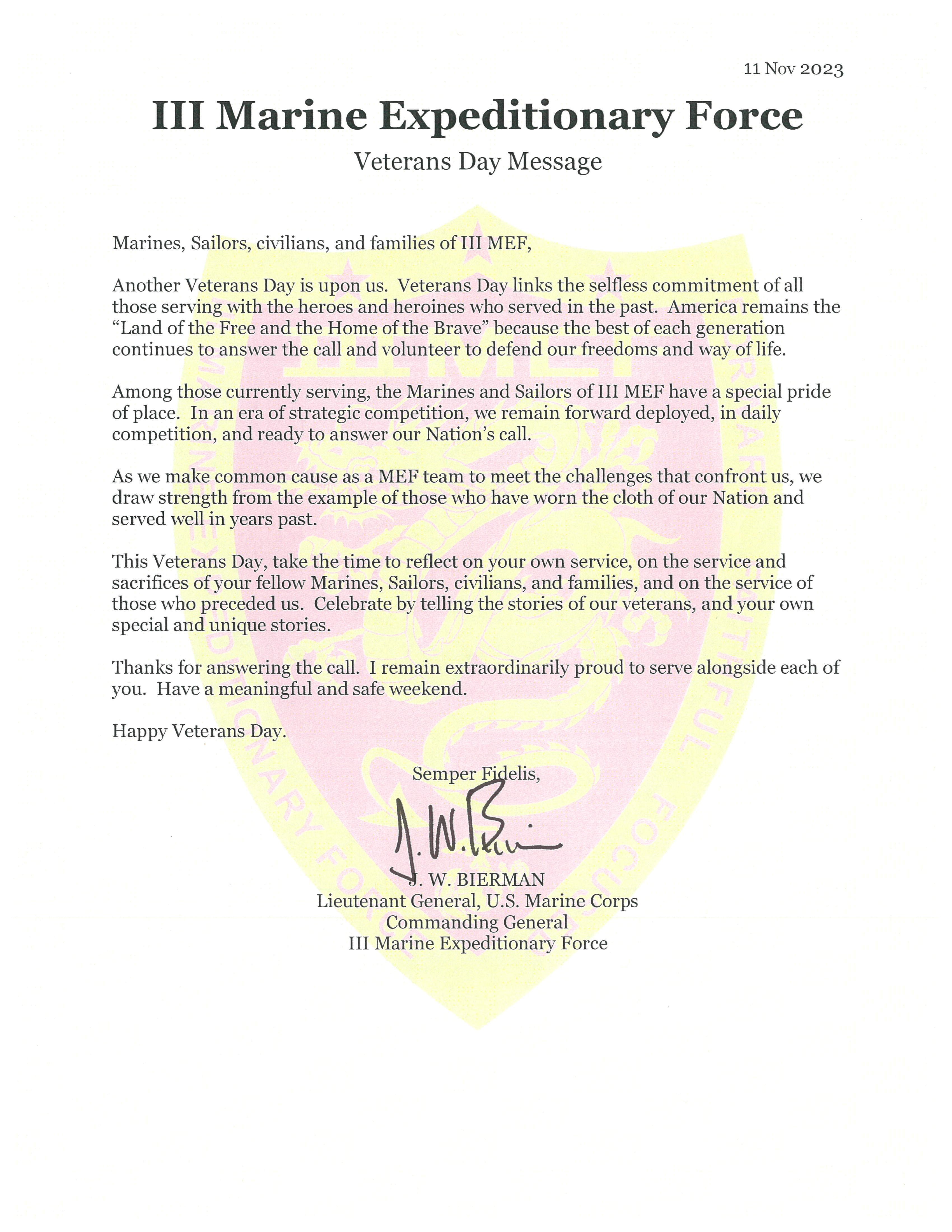 Message to the Force